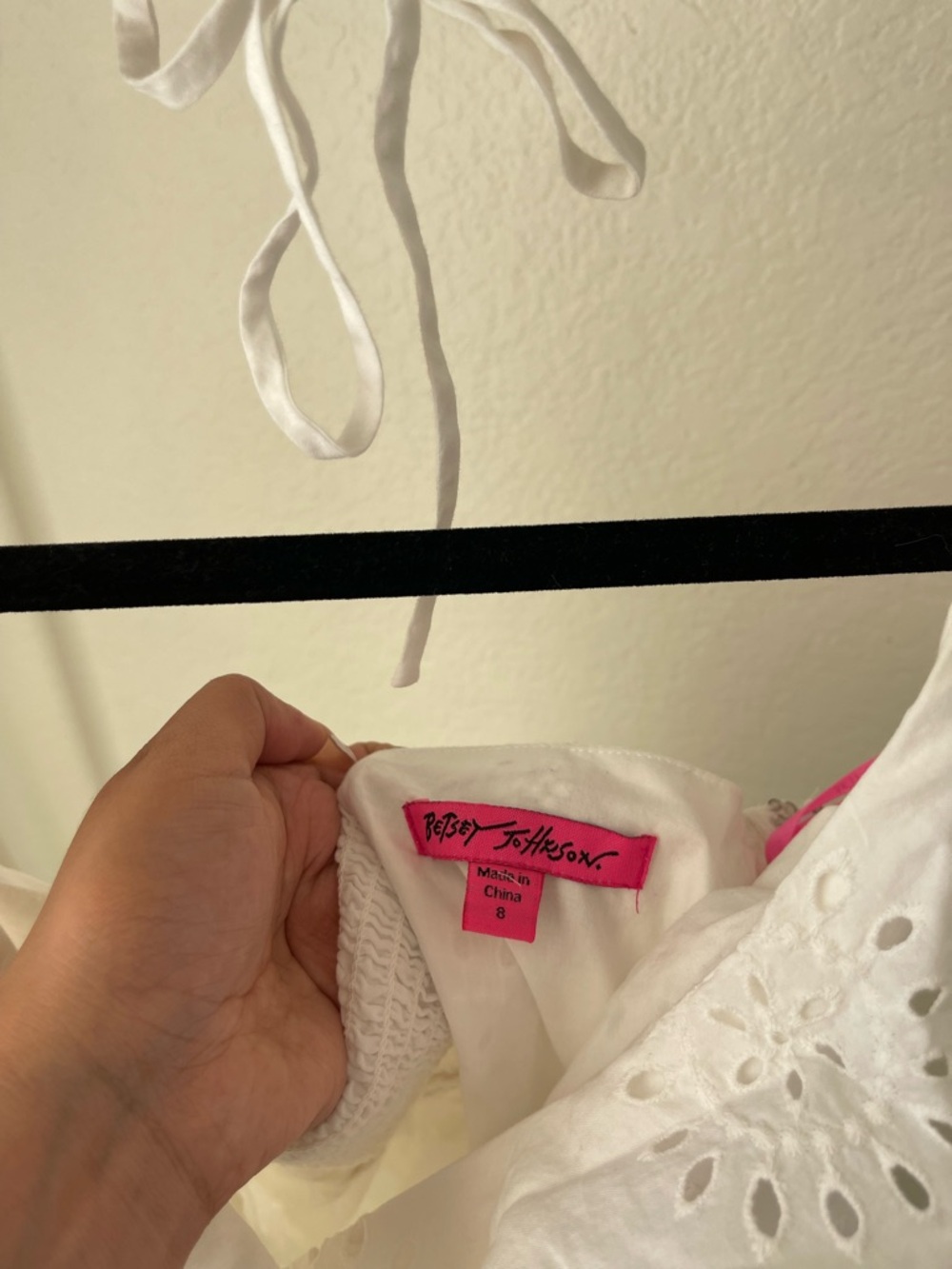 Betsey Johnson White Eyelet Maxi Dress Size 8 - Picture 3 of 6